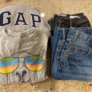 Gap Kids Bundle Two Jeans Size 8, Sweatshirt Size 8-10 One Tee